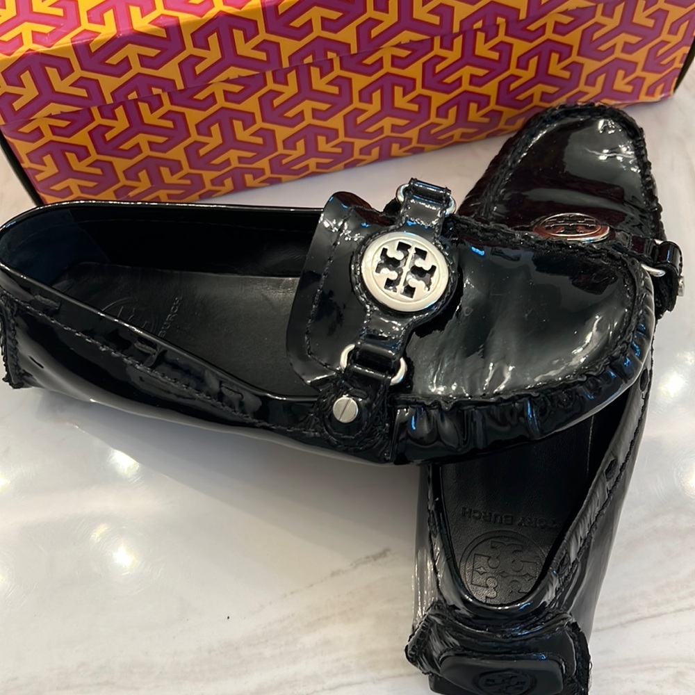 Tory Burch Black Patent Leather Loafers